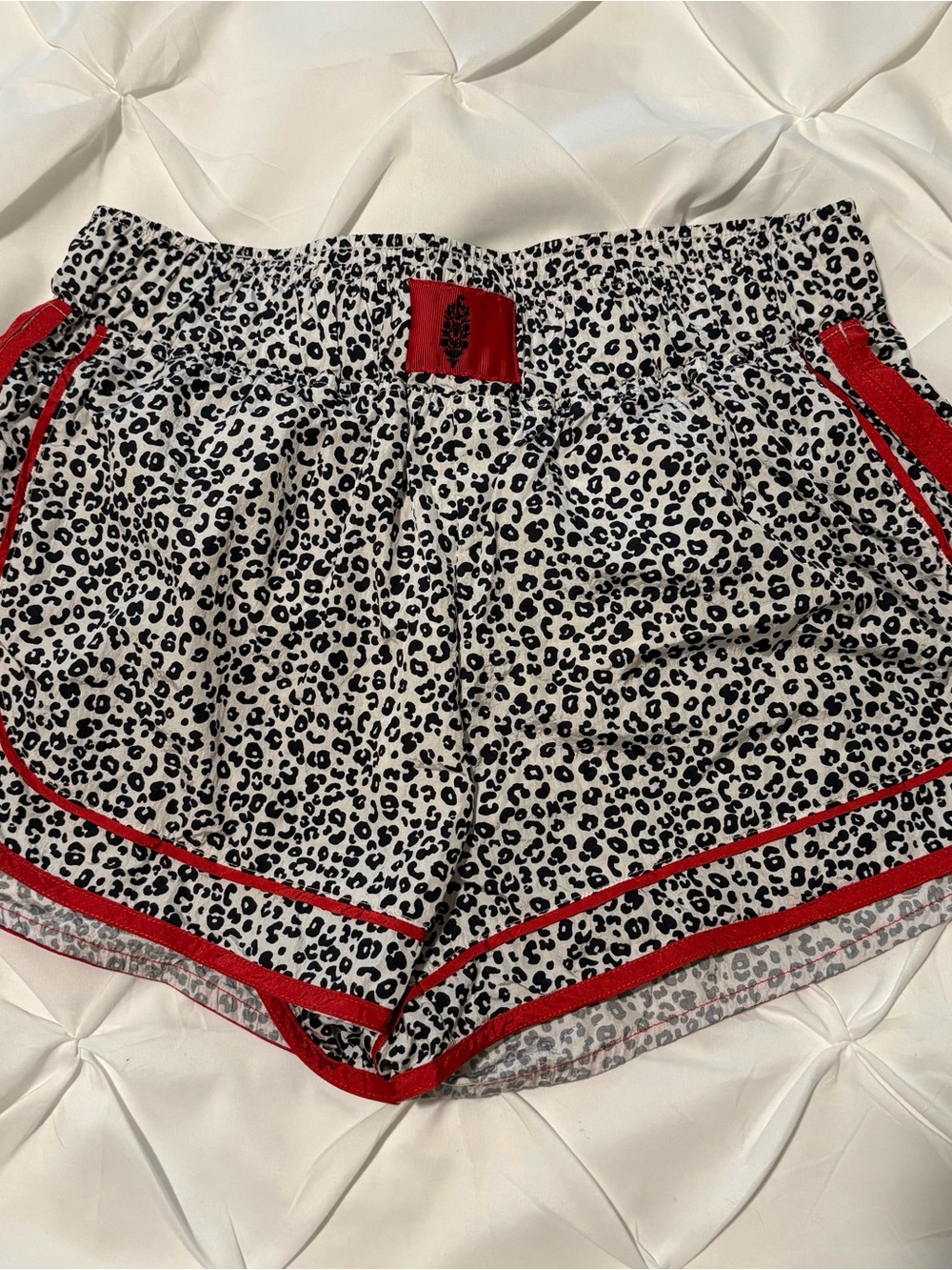 FP Movement Red Trim Leopard Print Workout Shorts, Women’s Size Medium